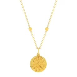 Collier plaqué or médaille ciselée 48 cm
