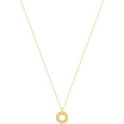 Collier plaqué or motif cercle perlé zirconias 42 à 45 cm