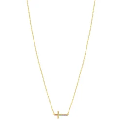 Collier plaqué or motif croix religieuse pierres synthétiques multicolores 45cm