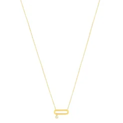 Collier plaqué or motif ovale zirconia 45 cm