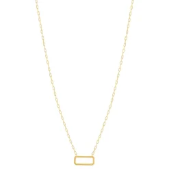 Collier plaqué or motif rectangle 45 cm