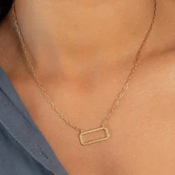 Collier plaqué or motif rectangle 45 cm