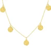 Collier plaqué or pampilles disques martelés 48 cm