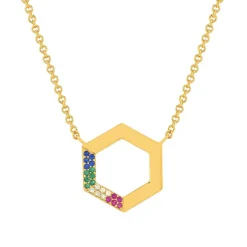 Collier plaqué or pierres synthétiques multicolores 45cm