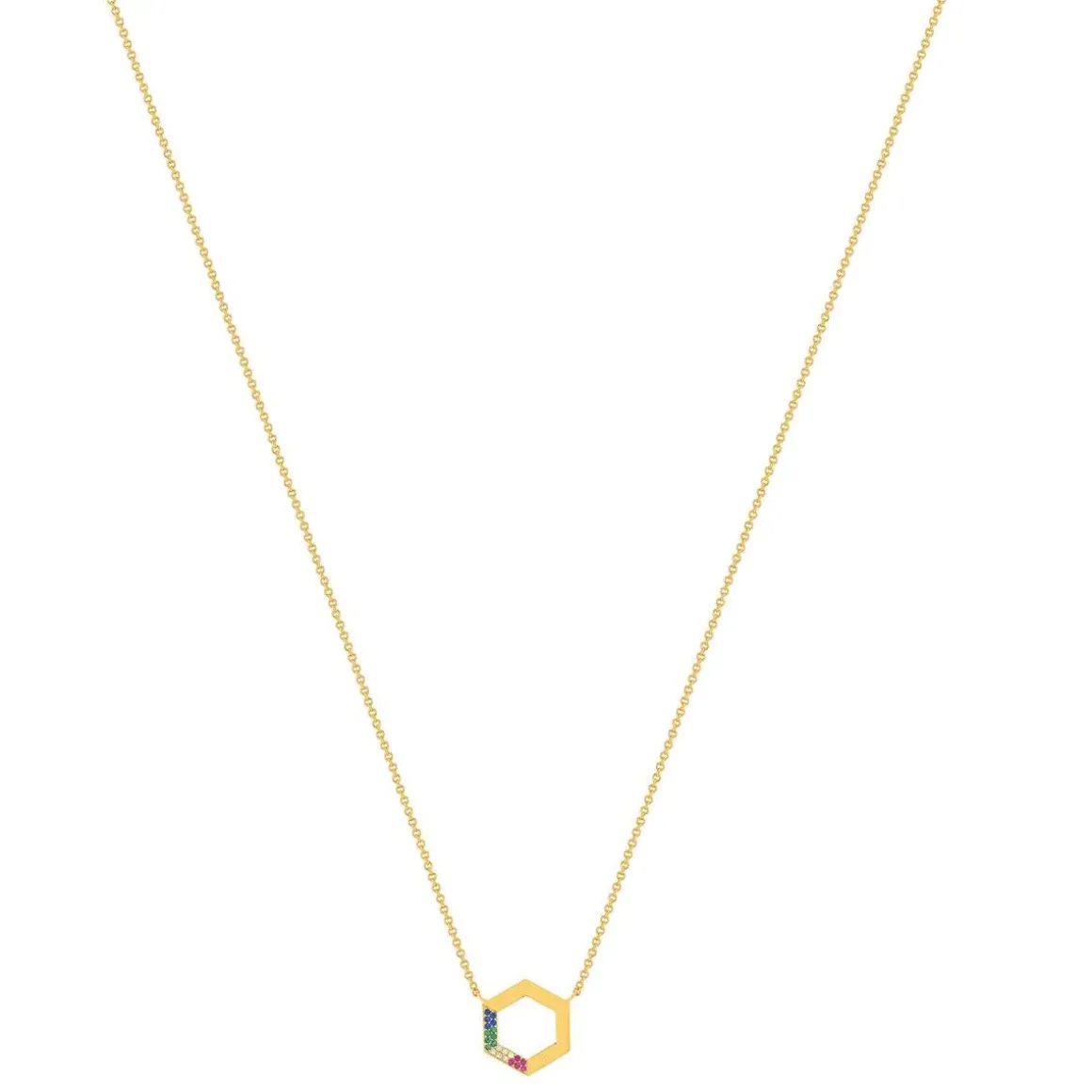 Collier plaqué or pierres synthétiques multicolores 45cm