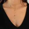 Collier plaqué or pierres synthétiques bleues et zirconias 45cm
