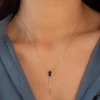 Collier plaqué or pierre synthétique violette 45 cm
