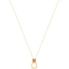 Collier plaqué or pierre synthétique rouge 45cm