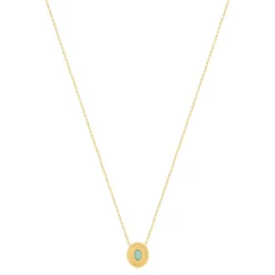 Collier plaqué or pierre synthétique verte 45cm