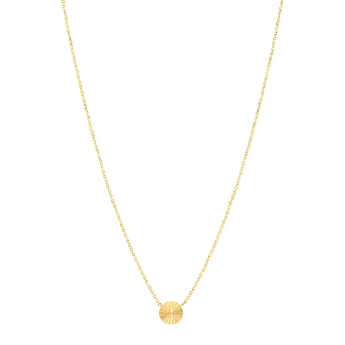Collier plaqué or soleil strié 45 cm