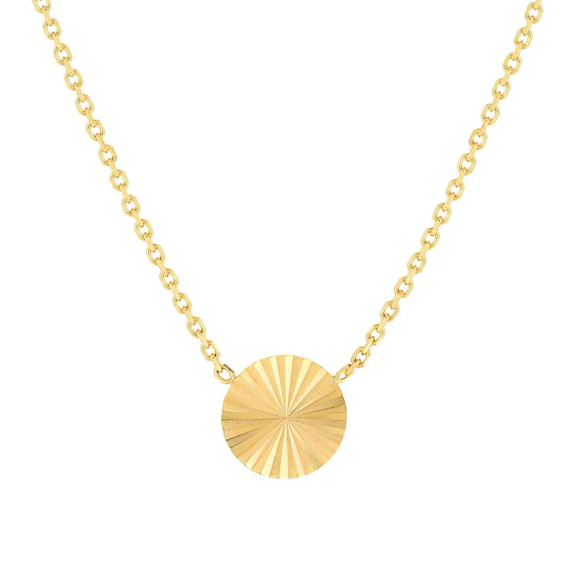 Collier plaqué or soleil strié 45 cm
