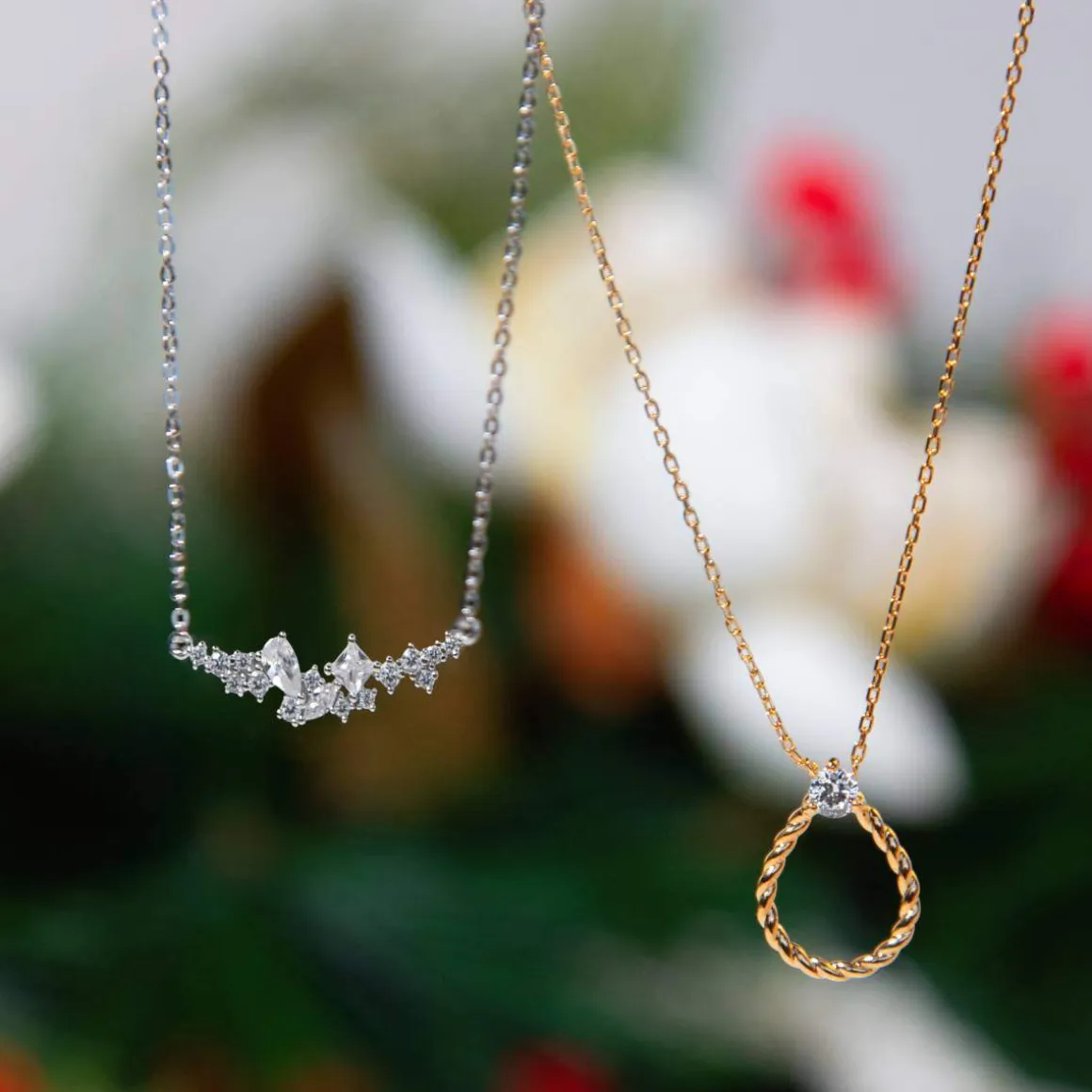 Collier plaqué or zirconia 45 cm