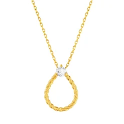 Collier plaqué or zirconia 45 cm