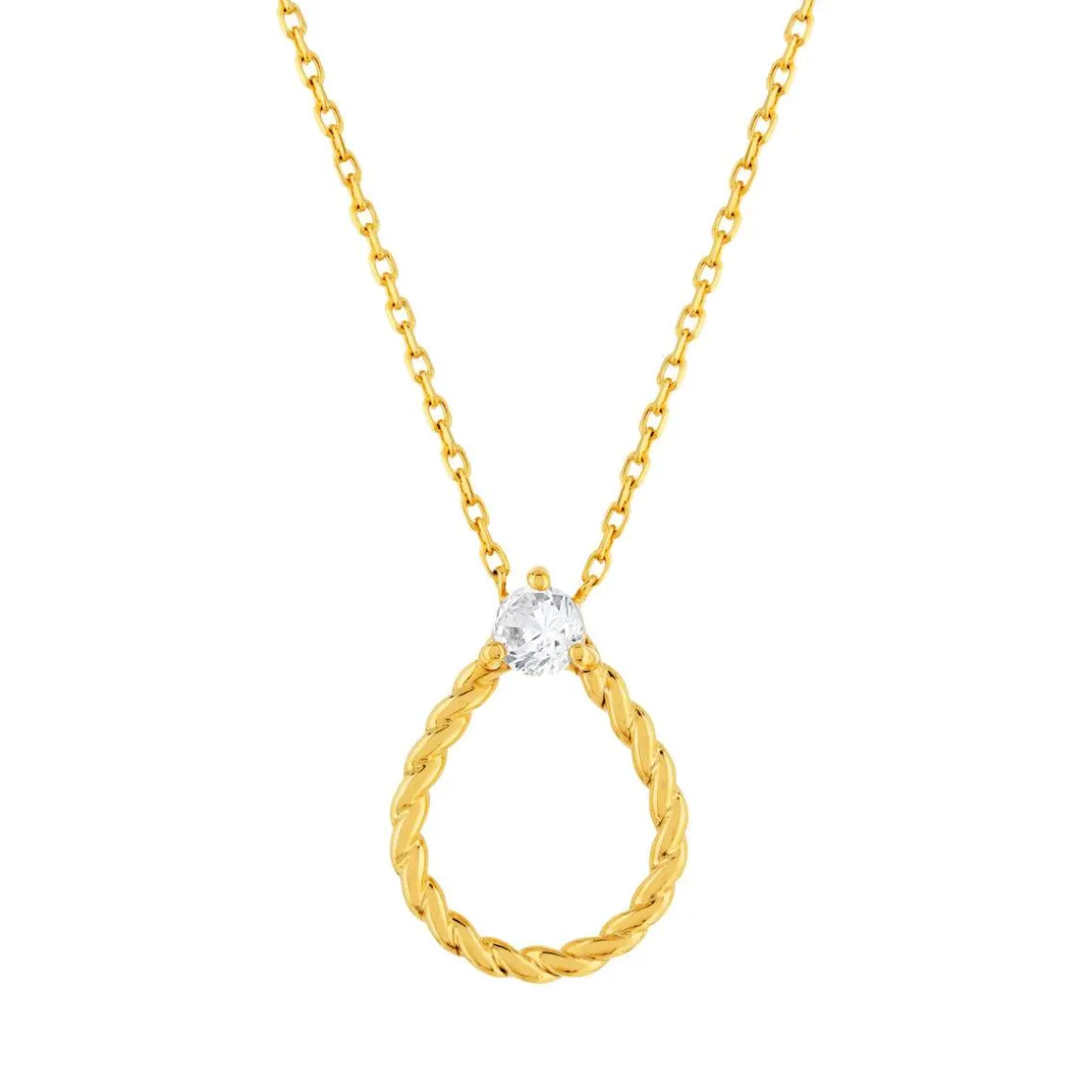 Collier plaqué or zirconia 45 cm