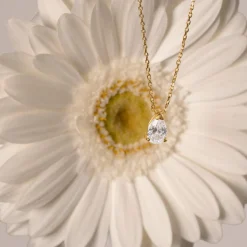 Collier plaqué or zirconia 45 cm