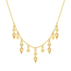 Collier plaqué or zirconias 45 cm