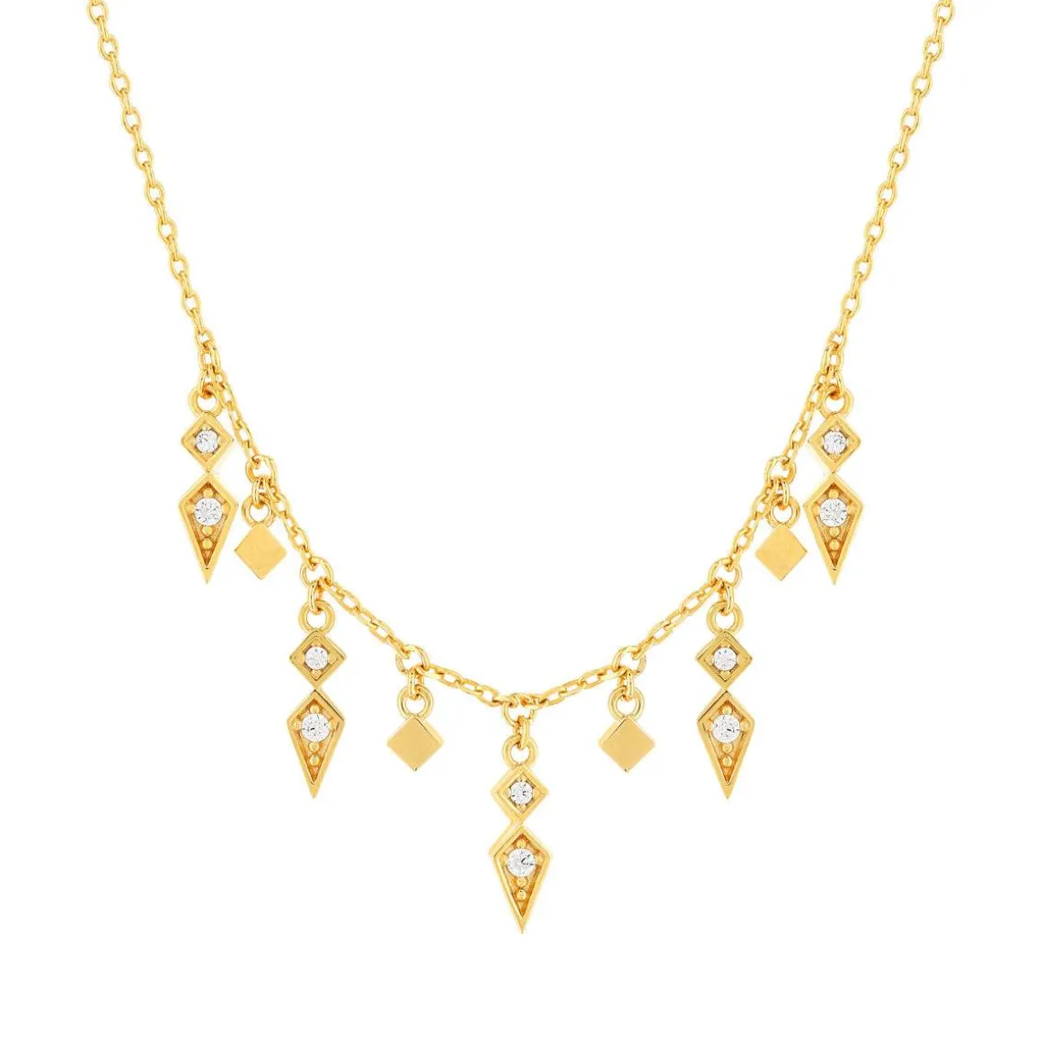Collier plaqué or zirconias 45 cm