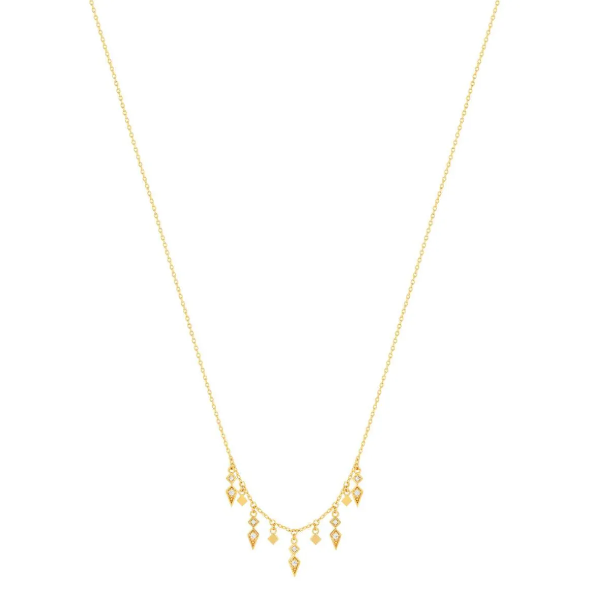 Collier plaqué or zirconias 45 cm