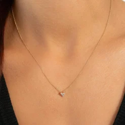Collier plaqué or zirconias 45cm