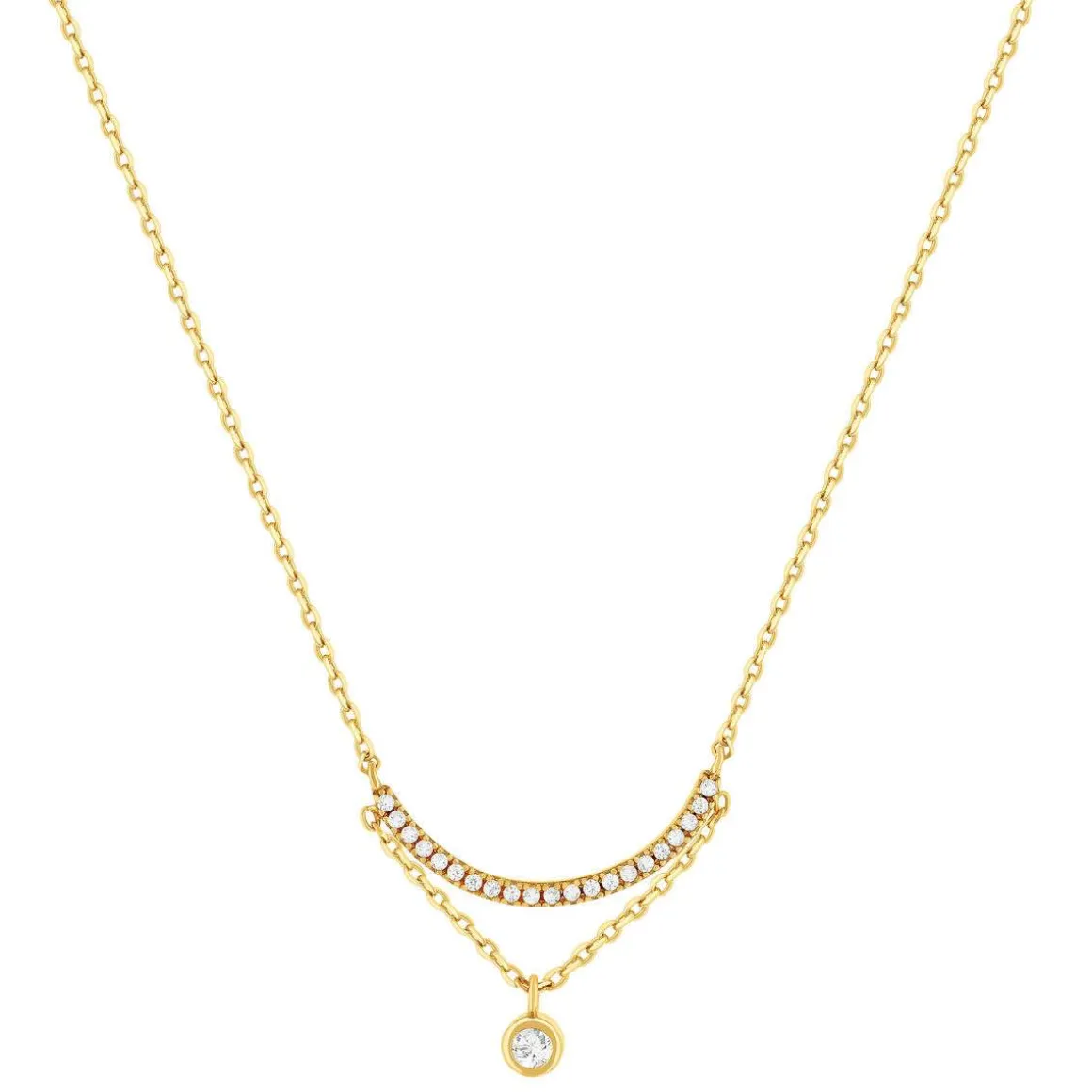 Collier plaqué or zirconias 45 cm