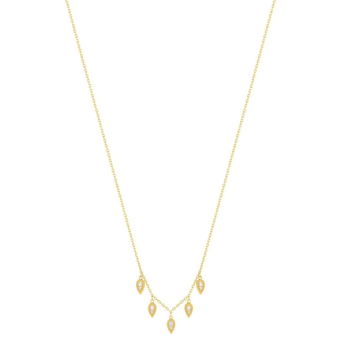 Collier plaqué or zirconias 45 cm motif goutte