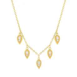 Collier plaqué or zirconias 45 cm motif goutte