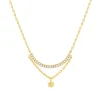 Collier plaqué or zirconias 45 cm motif soleil