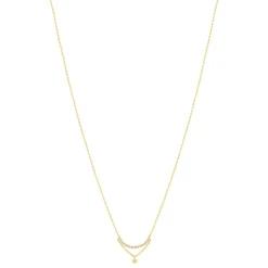Collier plaqué or zirconias 45 cm motif soleil