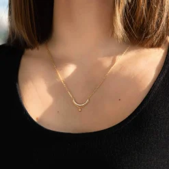 Collier plaqué or zirconias 45 cm motif soleil
