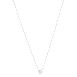 Collier solitaire argent zirconias serti clos 45cm