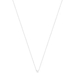 Collier solitaire argent zirconias serti 4 griffes 45cm