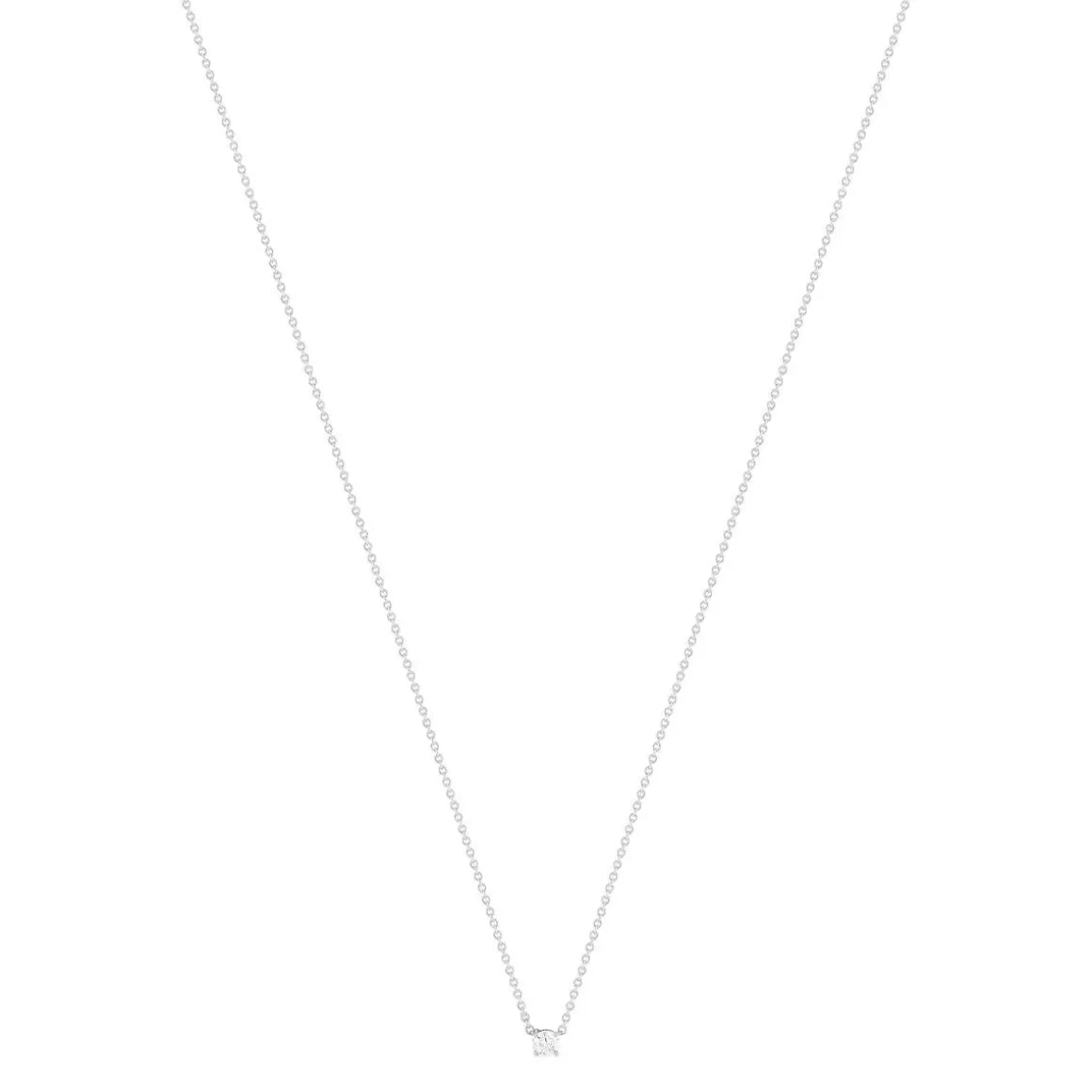 Collier solitaire argent zirconias serti 4 griffes 45cm