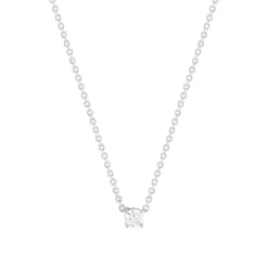 Collier solitaire argent zirconias serti 4 griffes 45cm