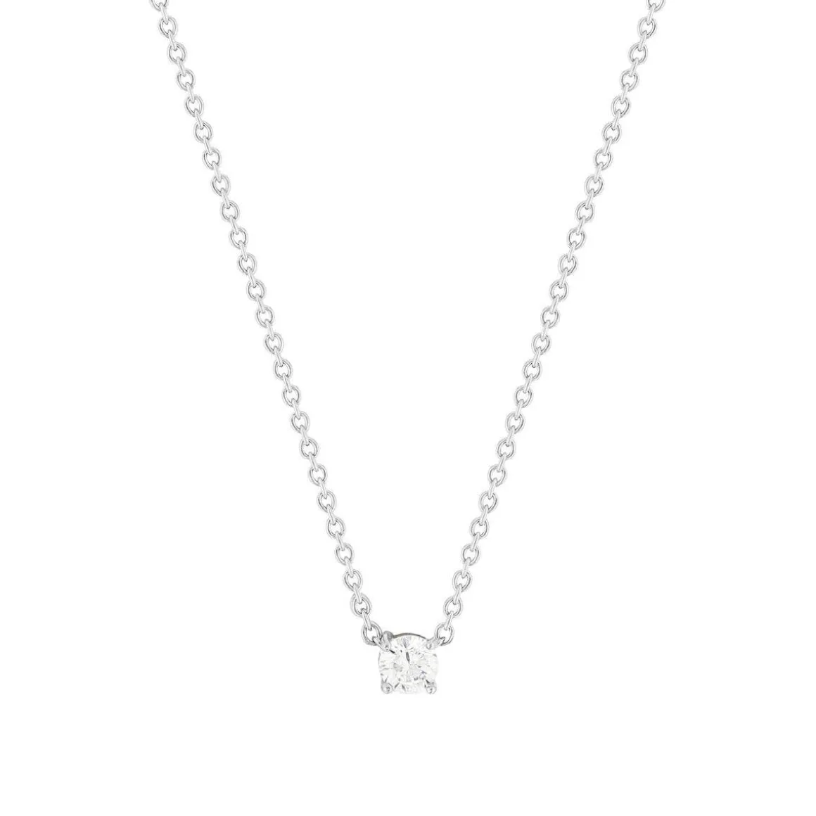 Collier solitaire argent zirconias serti 4 griffes 45cm