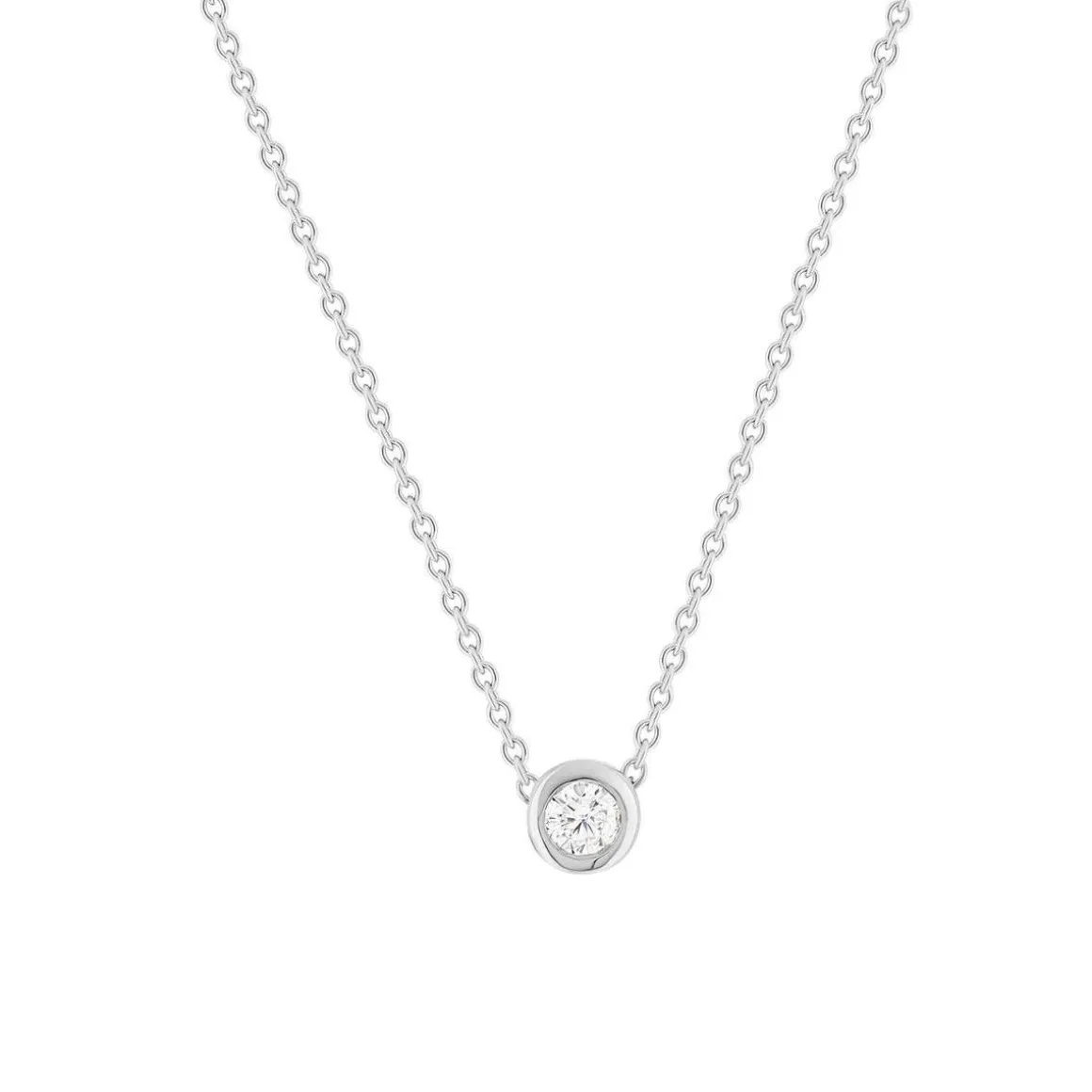 Collier solitaire argent zirconias serti clos 45cm