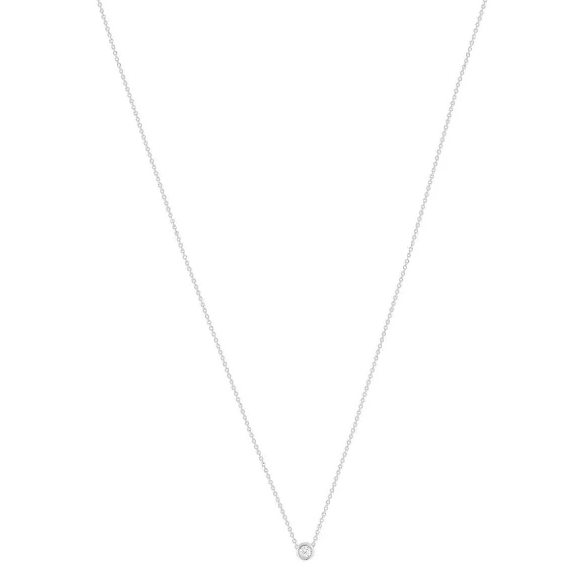 Collier solitaire argent zirconias serti clos 45cm