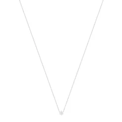 Collier solitaire or 750 blanc diamant HSI 0.5 carat 42cm