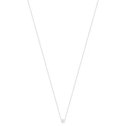 Collier solitaire or 750 blanc diamant HSI 0.4 carat 42cm