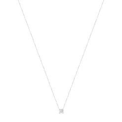 Collier solitaire or 750 blanc diamant HP1 0.5 carat 42cm