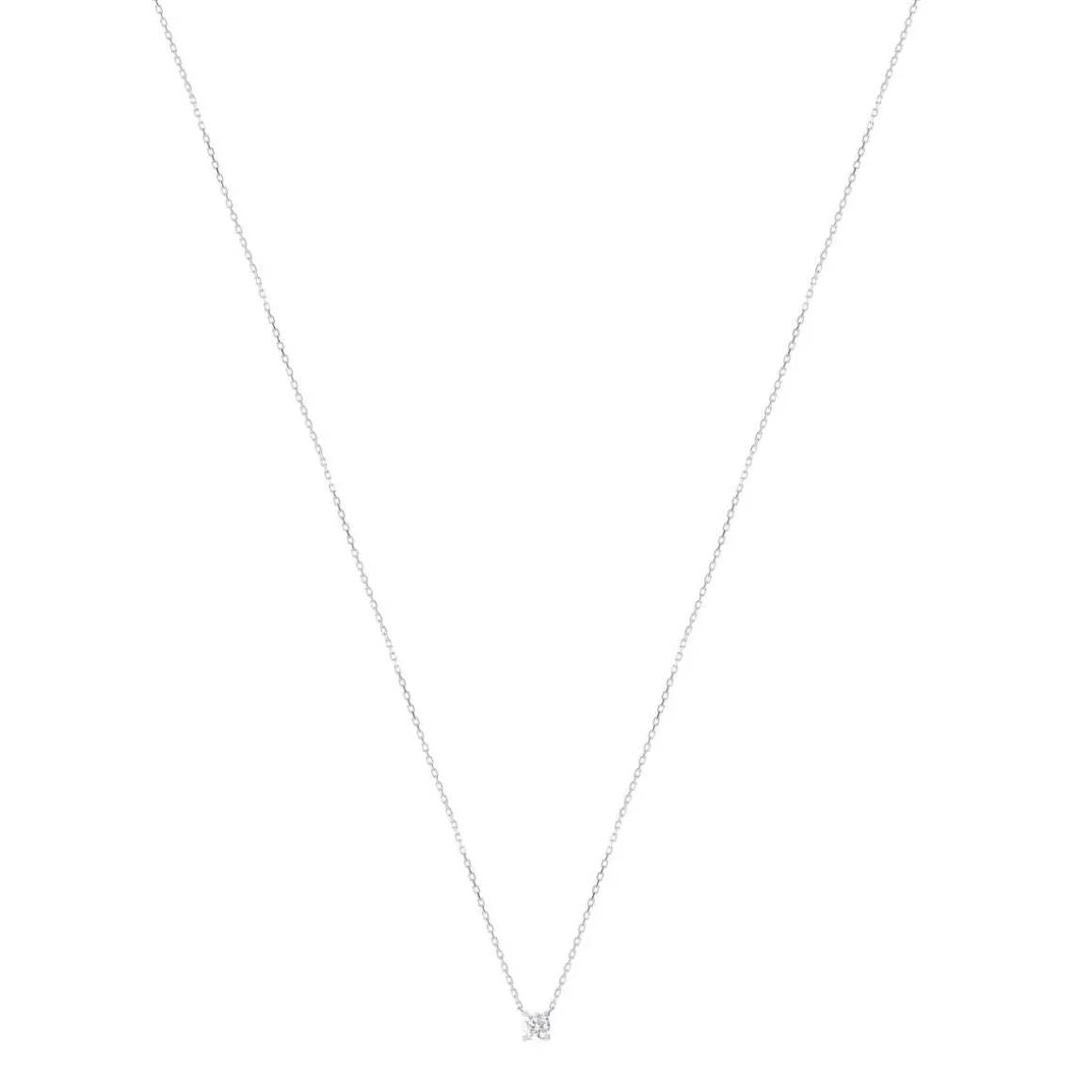 Collier solitaire or 750 blanc diamant HP1 0.25 carat 42cm
