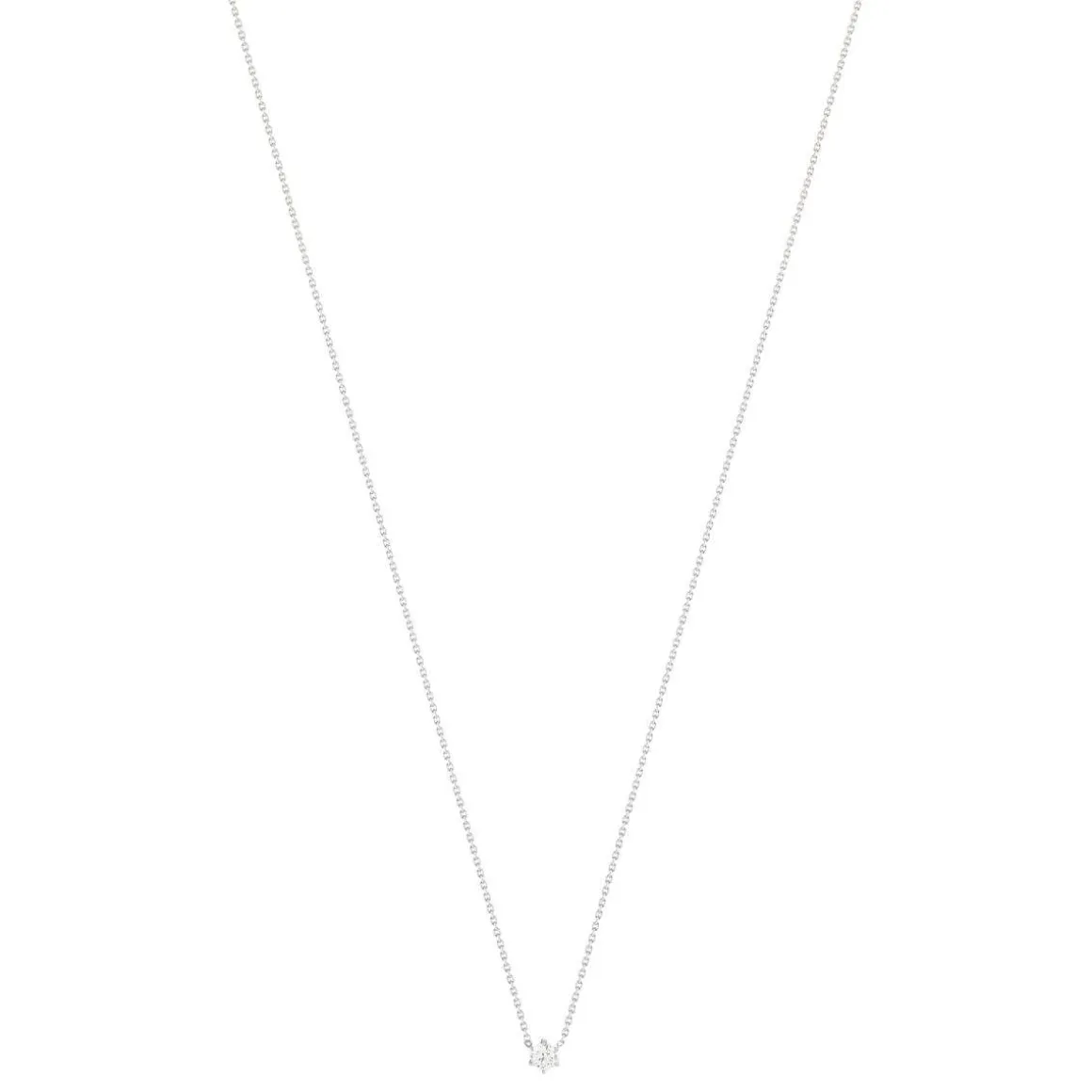 Collier solitaire or 750 blanc diamant HSI 0.3 carat 42cm