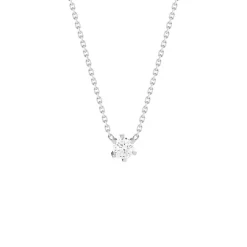 Collier solitaire or 750 blanc diamant HSI 0.25 carat 42cm