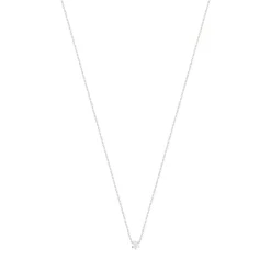 Collier solitaire or 750 blanc diamant HSI 0.25 carat 42cm