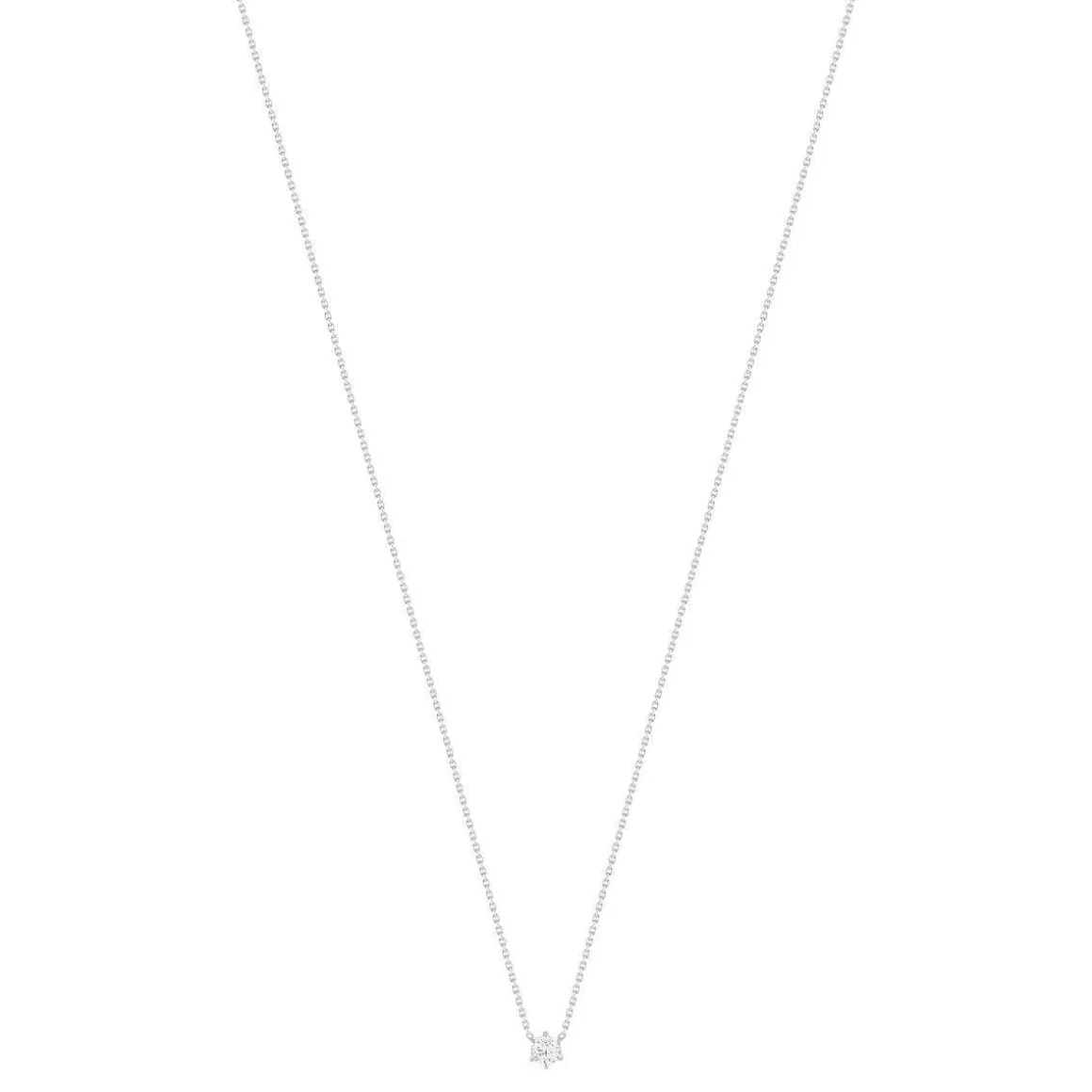 Collier solitaire or 750 blanc diamant synthétique 0.4 carat 42cm