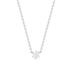 Collier solitaire or 750 blanc diamant HP1 0.2 carat 42cm