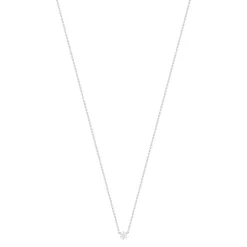 Collier solitaire or 750 blanc diamant HP1 0.2 carat 42cm