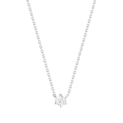 Collier solitaire or 750 blanc diamant synthétique 0.3 carat 42cm