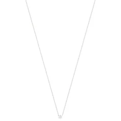 Collier solitaire or 750 blanc diamant synthétique 0.3 carat 42cm