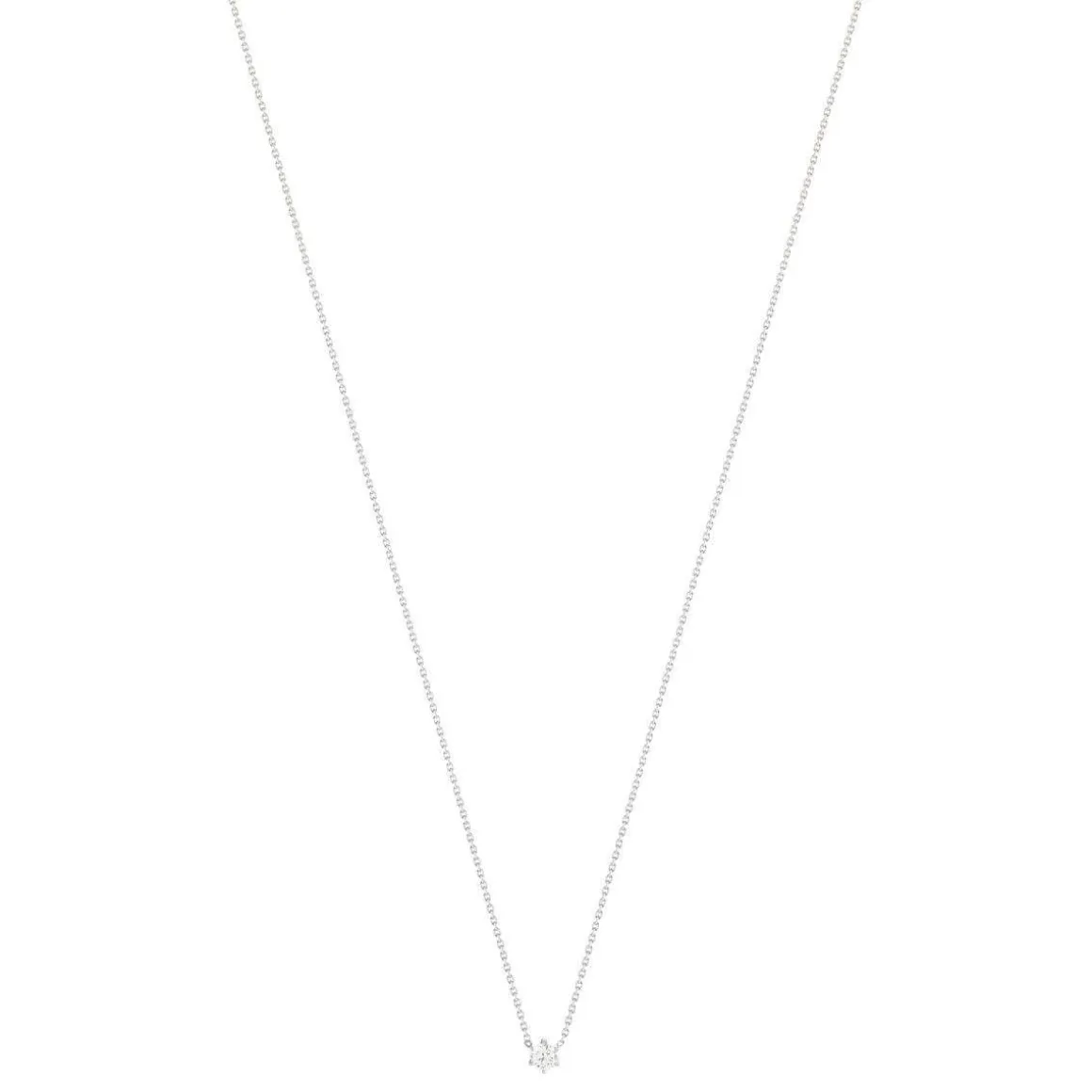 Collier solitaire or 750 blanc diamant synthétique 0.3 carat 42cm