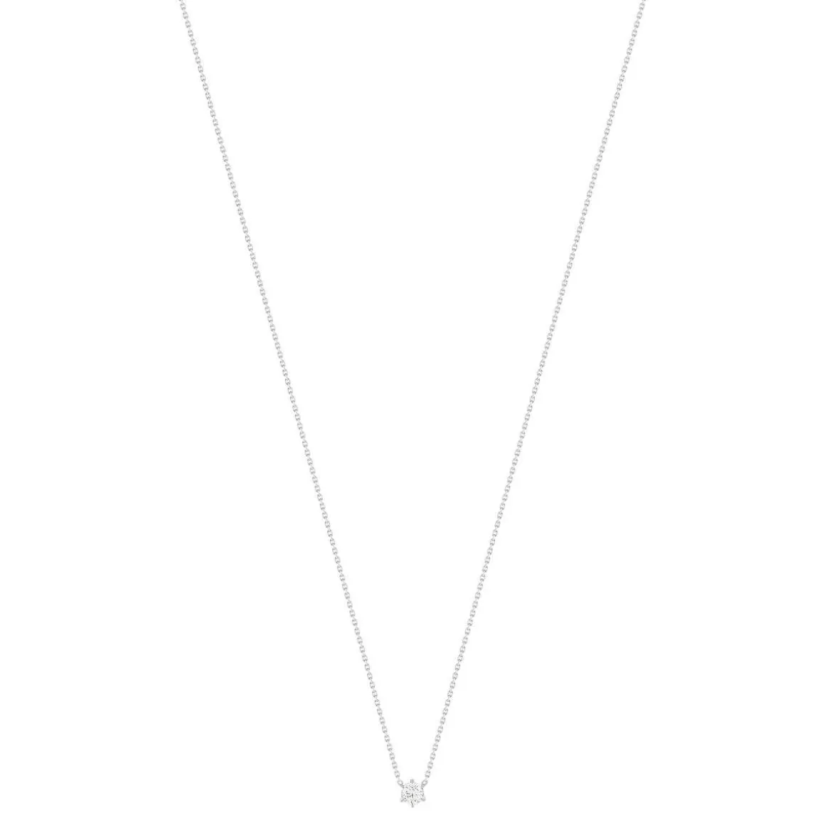 Collier solitaire or 750 blanc diamant HP1 0.4 carat 42cm